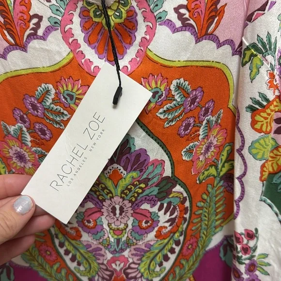 NWT XS Rachel Zoe Pink and Orange Fitted Camisole with Graphic Design - Picture 2 of 4